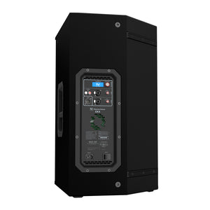 EKX-15P: Conexiones de entrada XLR/TRS, entrada RCA estéreo y controles de ganancia ajustables.